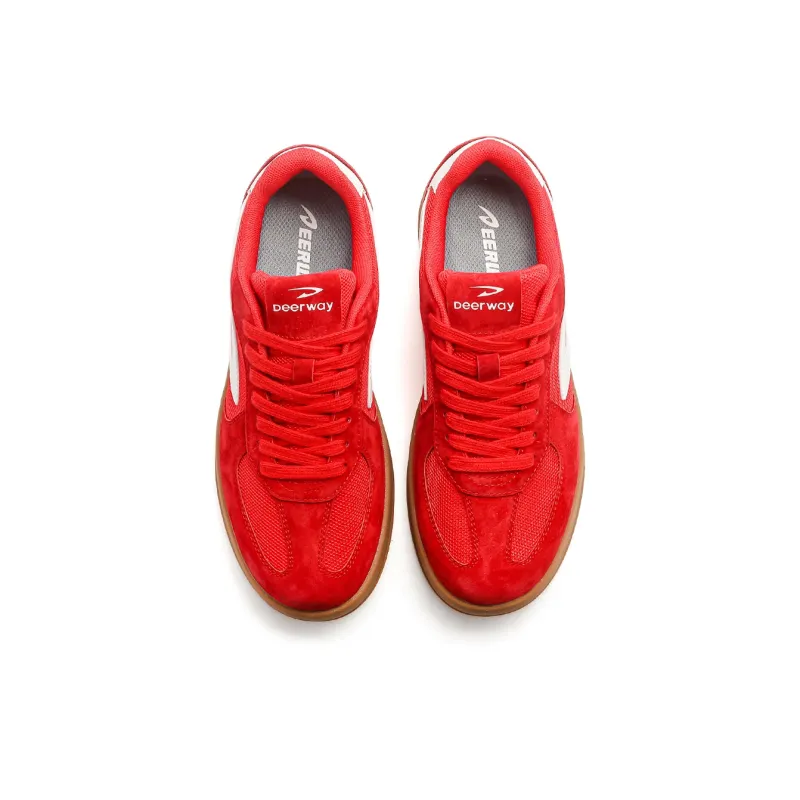 DEERWAY Slip Resistant, Abrasion Resistant, Lightweight Low Top Skateboard Shoes Unisex Red-2