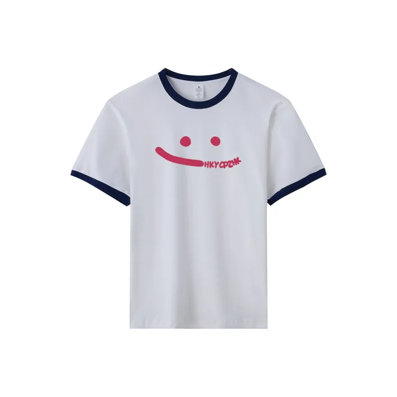 FAIRWHALE T Shirts Women's White & Navy Blue-0