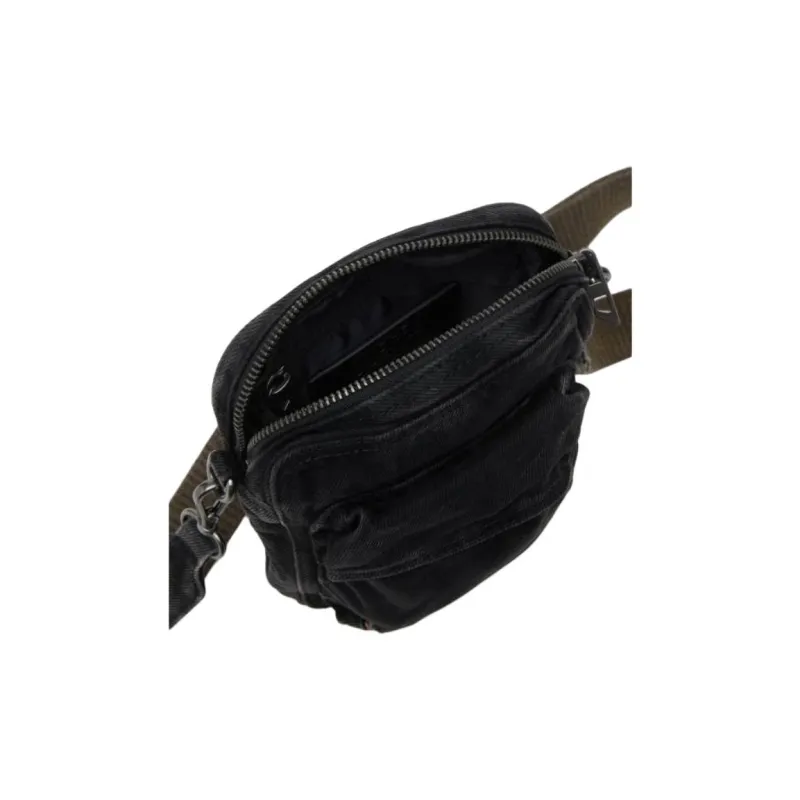 DIESEL Cotton Shoulder Bag, Crossbody Bag Men's Black-4