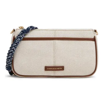 CHARLES&KEITH Fabric, Canvas Crossbody Bag Trumpets Women's Aupe Canvas Beige/Taupe