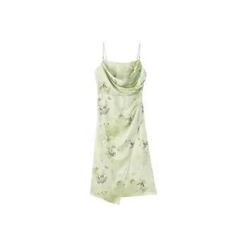 PEACEBIRD Slip Dresses Women's Green Pattern