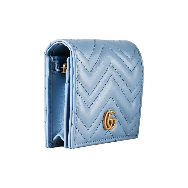 GUCCI Leather Wallet Mini Women's Light Blue-2