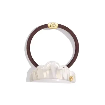 EVITA PERONI Acetate Plate Hair Ties Women's Moon White