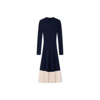 Tommy Hilfiger Long Sleeved Dresses Women's Navy Blue & Ecru Multicolor