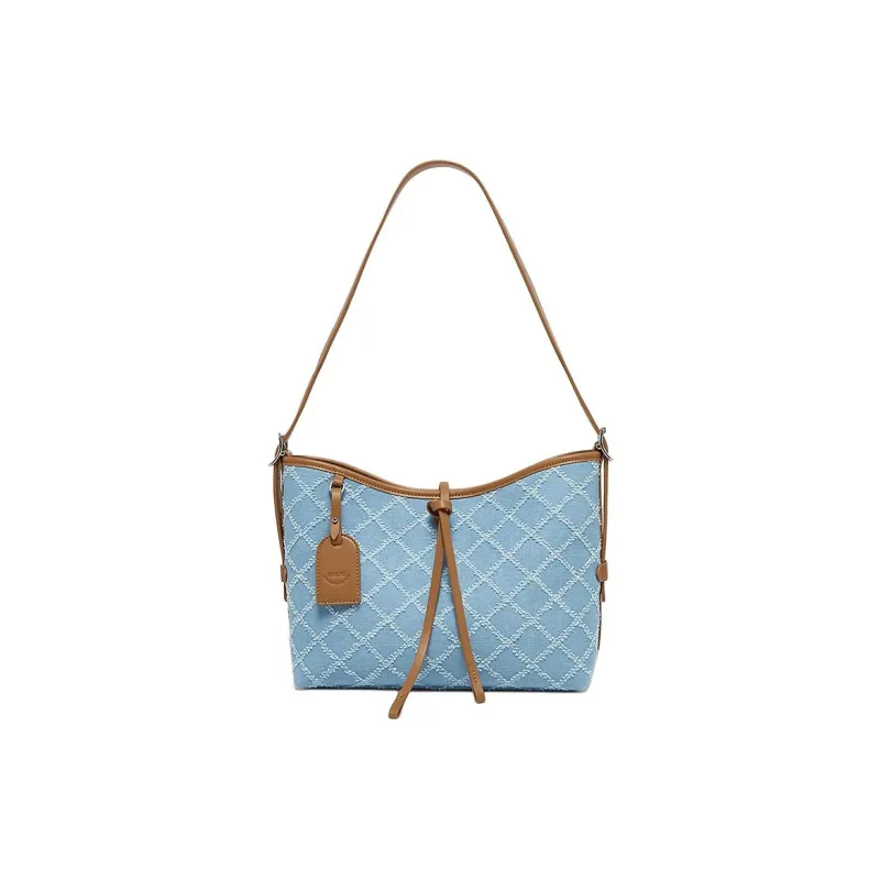 BASTO PU Tote Bag, Shoulder Bag Tubas Women's Light Blue/Brown, Dark Blue/Brown-0