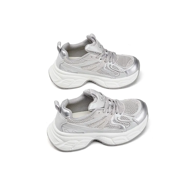 La Chapelle Low Top Chunky Sneakers Women's Silver-2