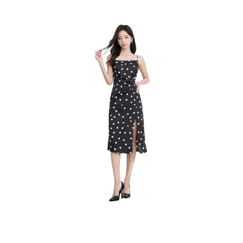 XIANGYING Slip Dresses Women's Black-0