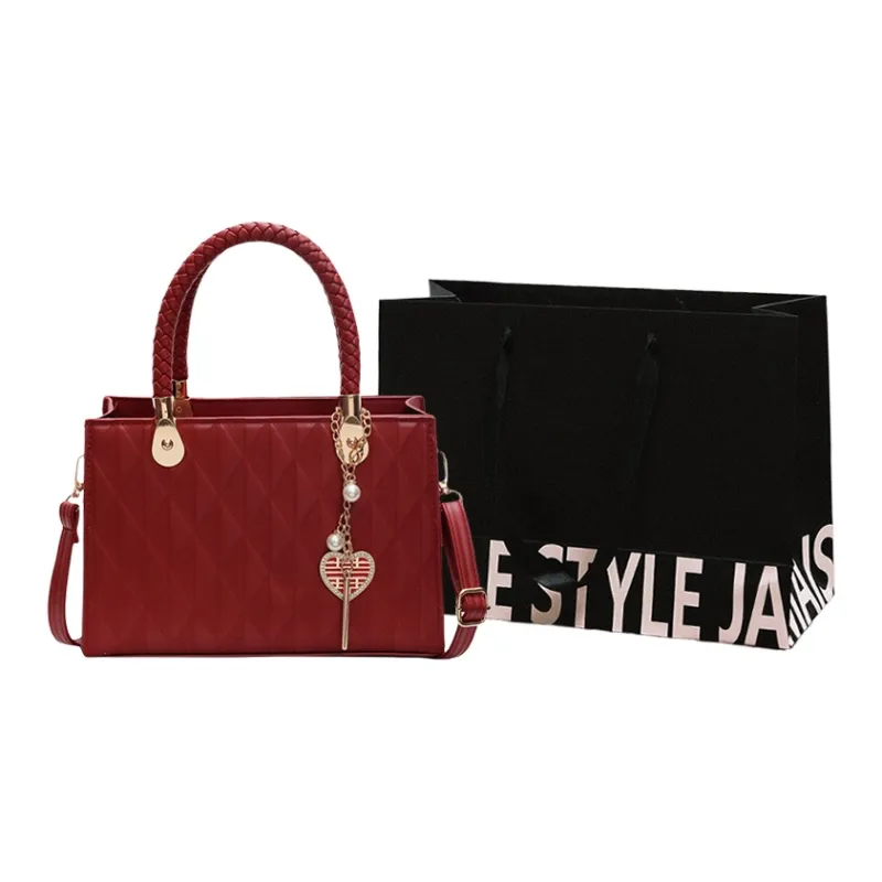 Cwatcun PU One Shoulder Handbag, Crossbody Bag Regular Women's Red-1