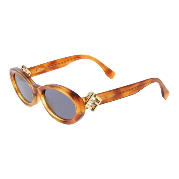 FENDI Acetate Oval Sunglasses Unisex Orange-0