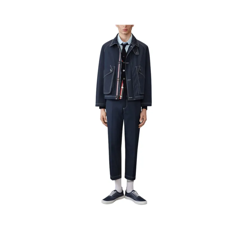 THOM BROWNE Mid rise Tapered Chinos-1