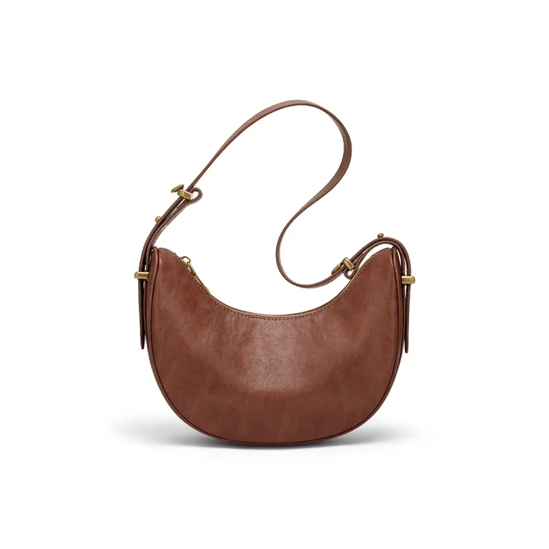 CNOLES Cow Leather Shoulder Bag Women's Dark Brown/Dark Gray-0