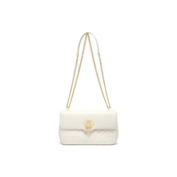 CNOLES Cow Leather Crossbody Bag Shoulder Bag Women's Cream White