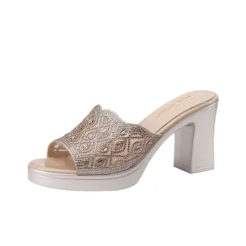 Mulinsen Stitching Rhinestone Abrasion Resistant Slide Slippers Women's
