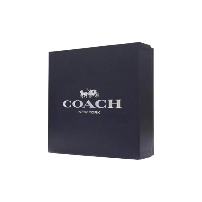 COACH Coated Canvas Card Holder Mini Women's Dark Brown & Black-4