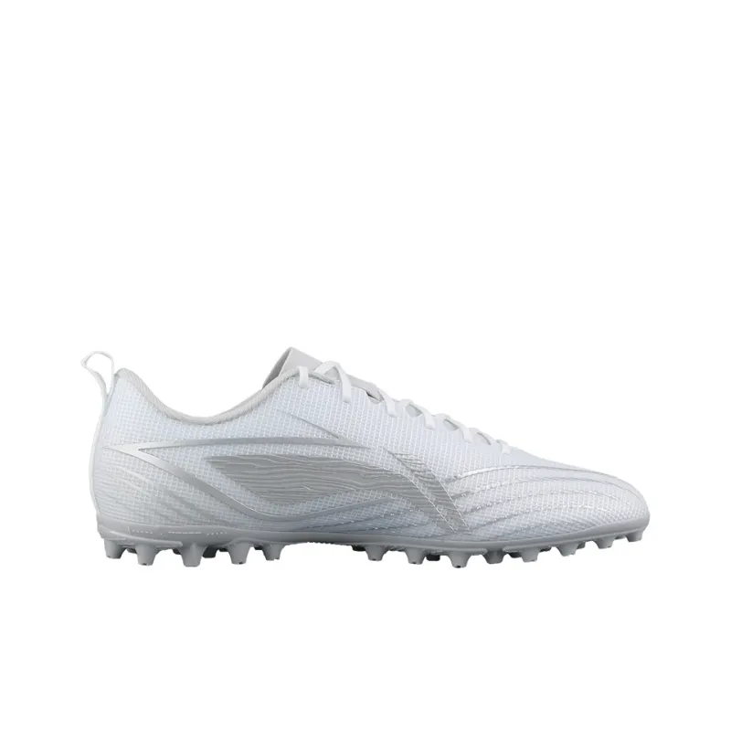 LiNing MG Rubber Short Studs Artificial Ground Anti Slip Wear Resistant Soccer Shoes Men's White Silver-1