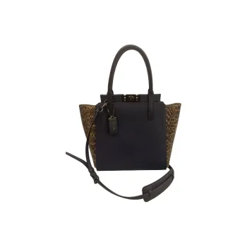 COACH Troupe Natural Pebbled Leather Tote Bag Shopping Bag Shoulder Bag Handbag Women's Navy Blue