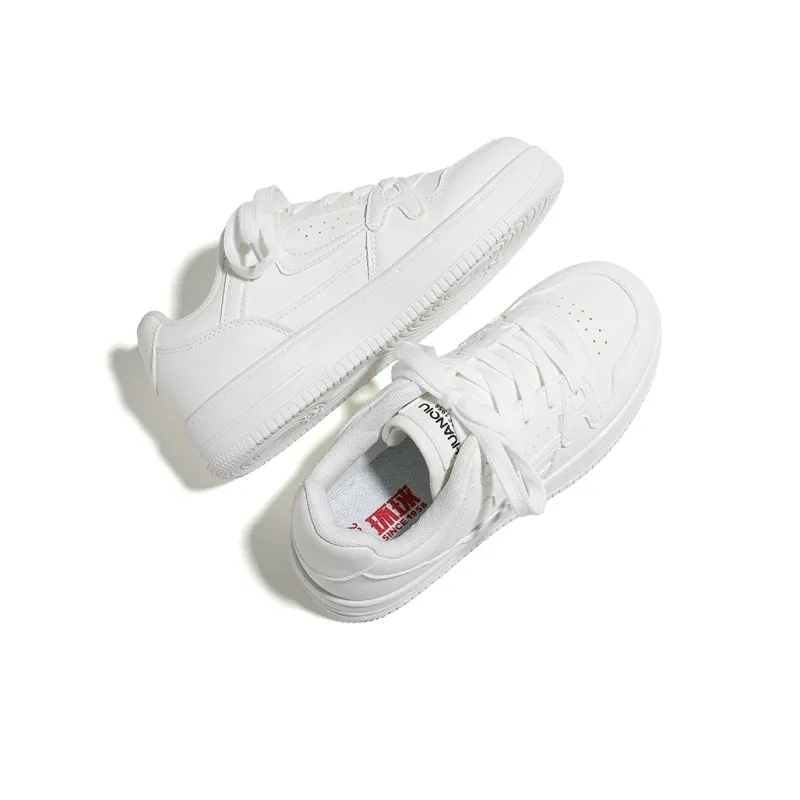 HUANQIU Lightweight Breathable Height Increasing Low Top Skateboard Shoes Women's Beige-3