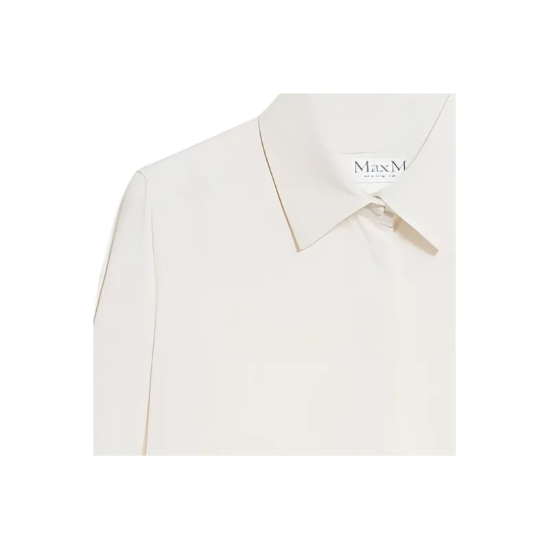 MaxMara Filmato Collection Silk Charmeuse Shirt Shirt Women's Ivory-4