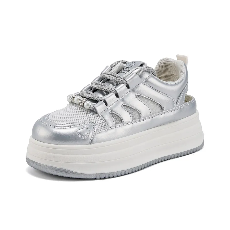 La Chapelle Low Top Casual Shoes Women's Silver-0