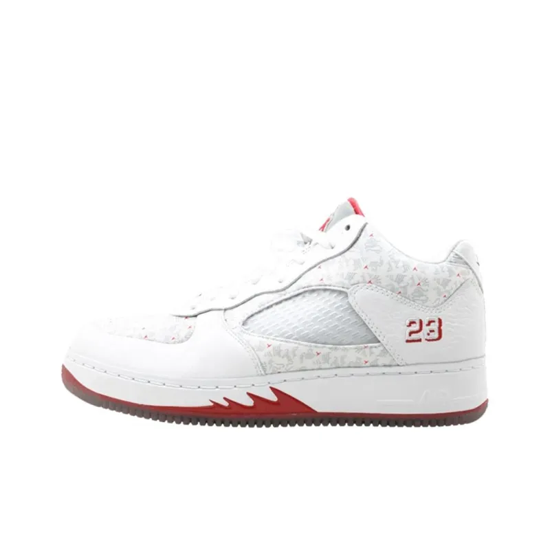 Jordan Air Jordan Fusion 5 Anti Slip Wear Resistant Low Top Basketball Shoes Unisex White Red-0