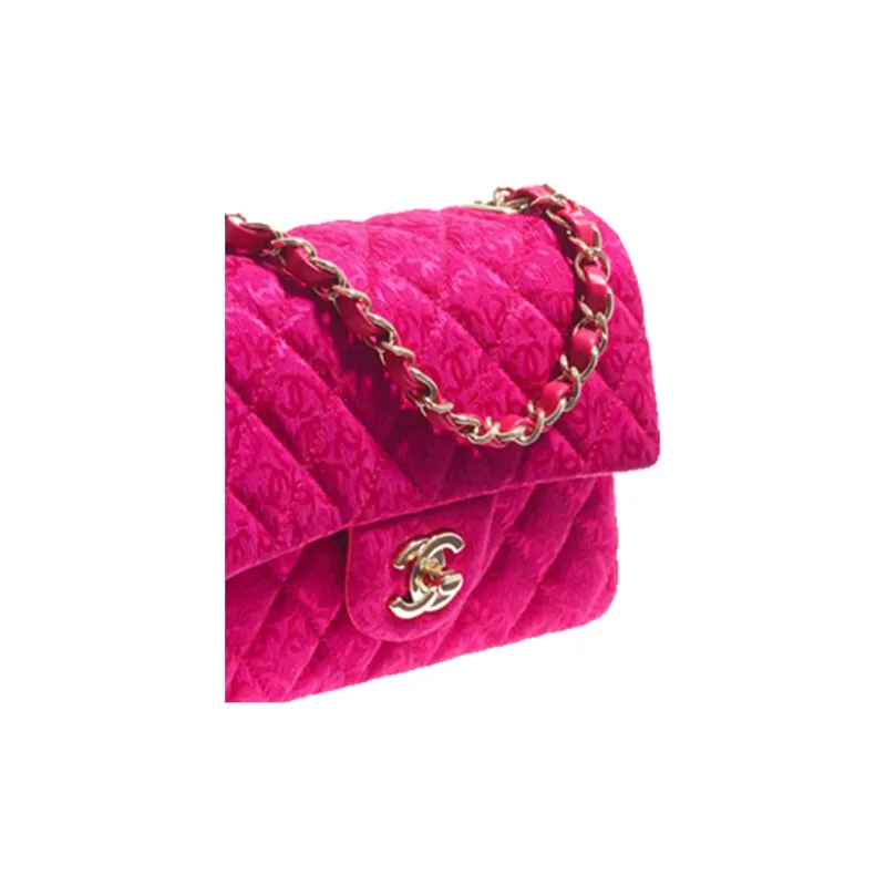 CHANEL Silk Jacquard Shoulder Bag, Crossbody Bag Mini Women's Dark Pink-3