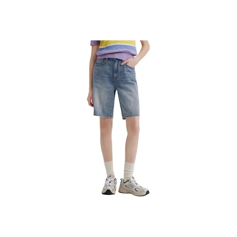 E.land Denim Shorts Unisex Light Denim L/Indigo-0