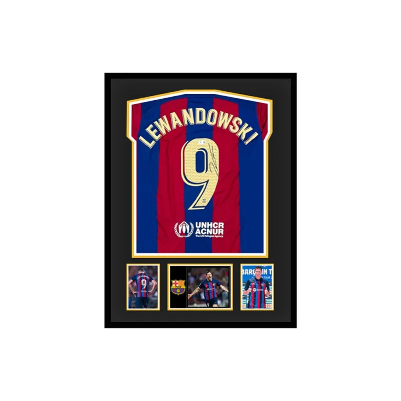 Three For Barcelona Team Jersey Exquisite Mounting, Outer Frame Approx. 65x85cm-0