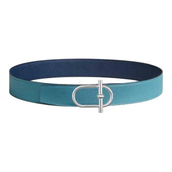 HERMES Metal Leather Belts Unisex Green Width 3.8cm