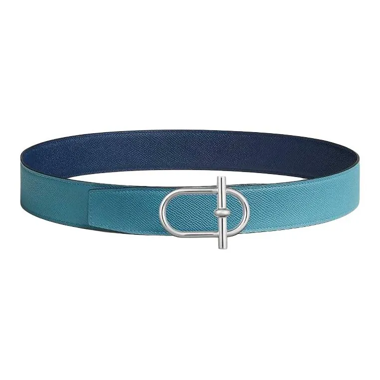 HERMES Metal Leather Belts Unisex Green Width 3.8cm-0