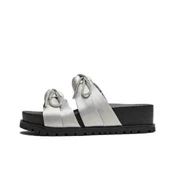 BASTO Rubber Sole Leather Patchwork Quiet Slide Slippers Women's
