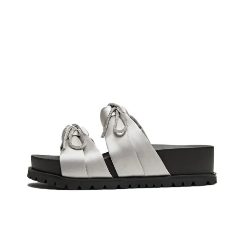 BASTO PU Polyurethane Rubber Sole Leather Patchwork Quiet Slide Slippers Women's