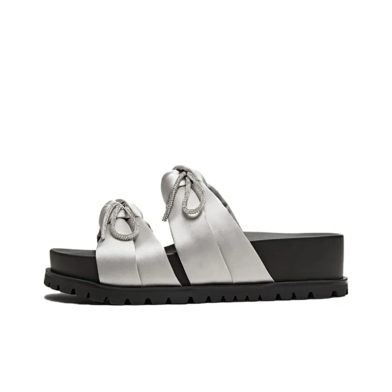 BASTO PU Polyurethane Rubber Sole Leather Patchwork Quiet Slide Slippers Women's-4