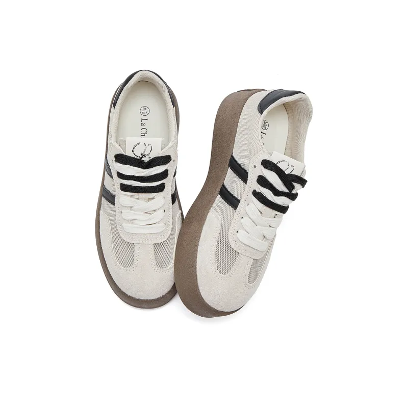 La Chapelle Anti Slip Wear Resistant Low Top Skateboard Shoes Women's White Black-1
