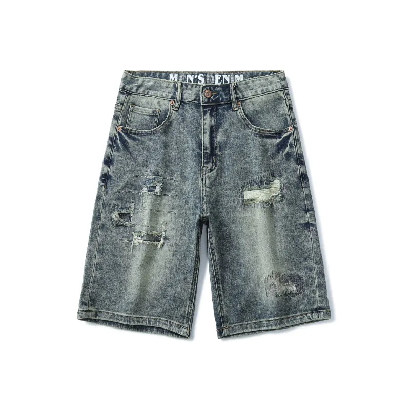 SANTASTIC Denim Shorts Men Snowflake Blue-0