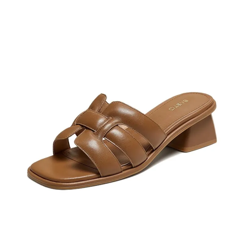 BASTO Leather Patchwork Quiet Slide Slippers Women's-1