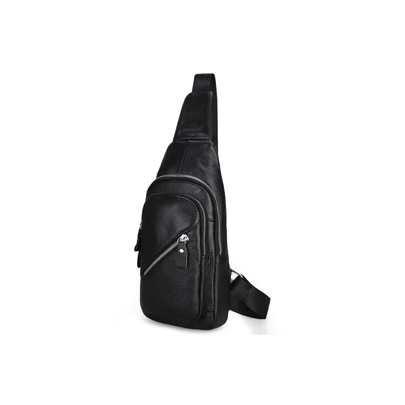 Yalu Top Grain Cow Leather Sling Bag Regular Men's Black-2