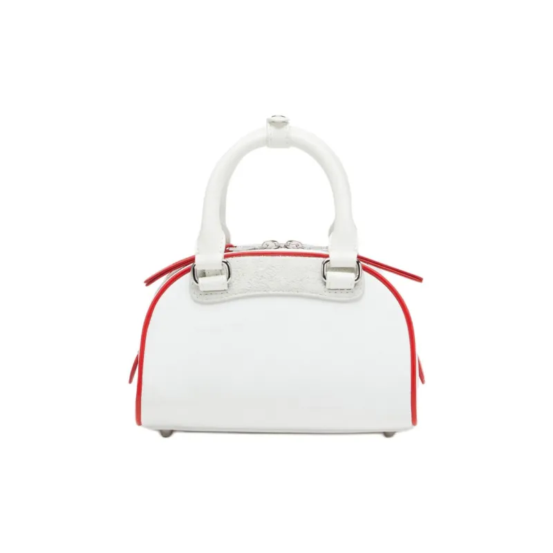 DIESEL Polyester Bowling Bag, Shoulder Bag, Crossbody Bag, Handbag Mini Women's White & Red-2