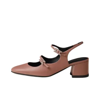 HERMES Jackie Chunky Heel High Heels 5cm Women's Light Pink