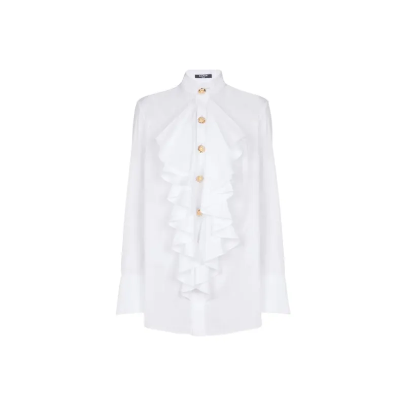 BALMAIN Ruffled Poplin Shirt-0