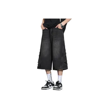 LISENPOK Denim Shorts Unisex Black Gray Color