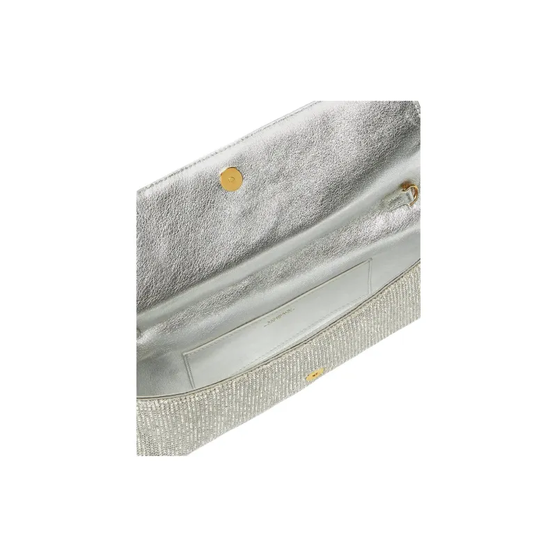 VERSACE La Medusa Lambskin With Viscose Crossbody One Shoulder Clutch Women's Silver-3
