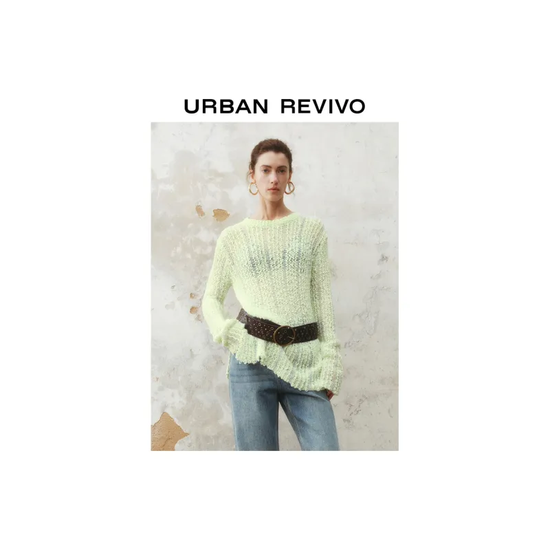URBAN REVIVO Knitwear Women's Light Green Stripes-0