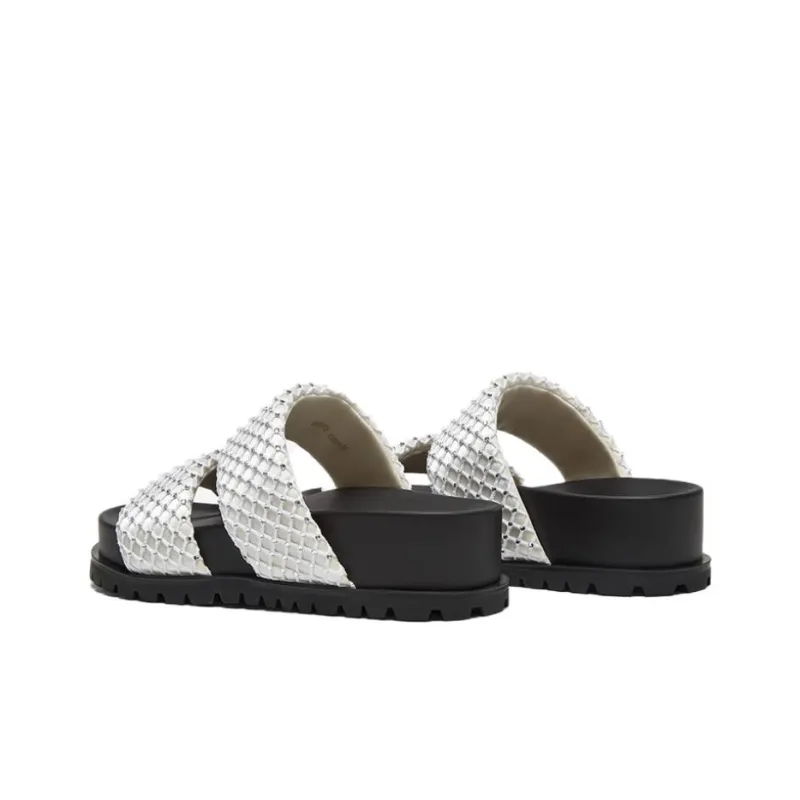 BASTO PU Polyurethane Rubber Sole Crystal Quiet Slide Slippers Women's-7