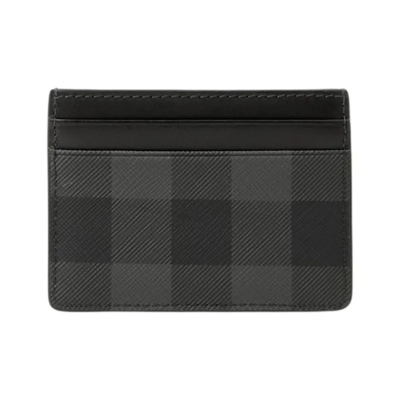 Burberry PU Polyurethane Card Holder Men's Charcoal-1