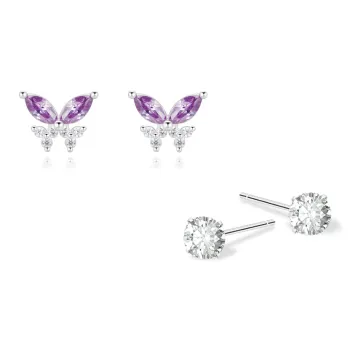 KUMET Sterling Silver Stud Earrings Women's