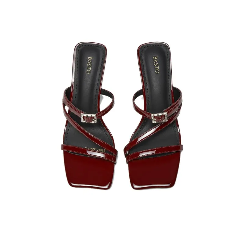 BASTO Leather Patchwork Slide Slippers Women's-10