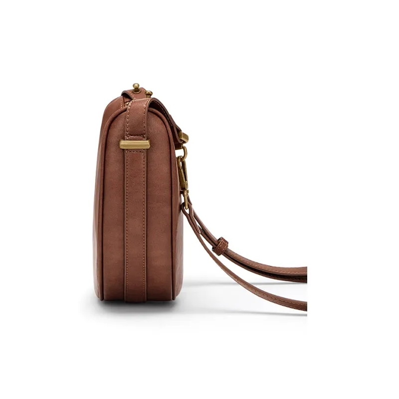 CNOLES Cow Leather Shoulder Bag Women's Dark Brown/Dark Gray-2