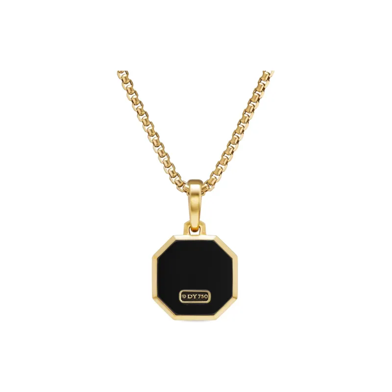 David Yurman 18kt Yellow Gold Faceted Onyx Amulet 16mm-1