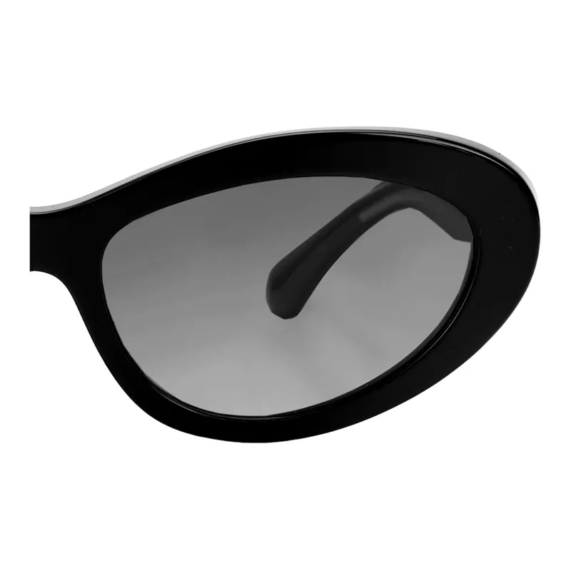 CHANEL Acetate Metal Leather Butterfly Sunglasses Women's Black-4