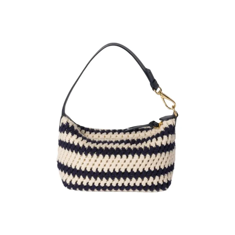 MIU MIU Fabric Shoulder Bag Women's Ecru & Marine Blue-2